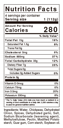 Nutrition Facts Falafel Burger Original